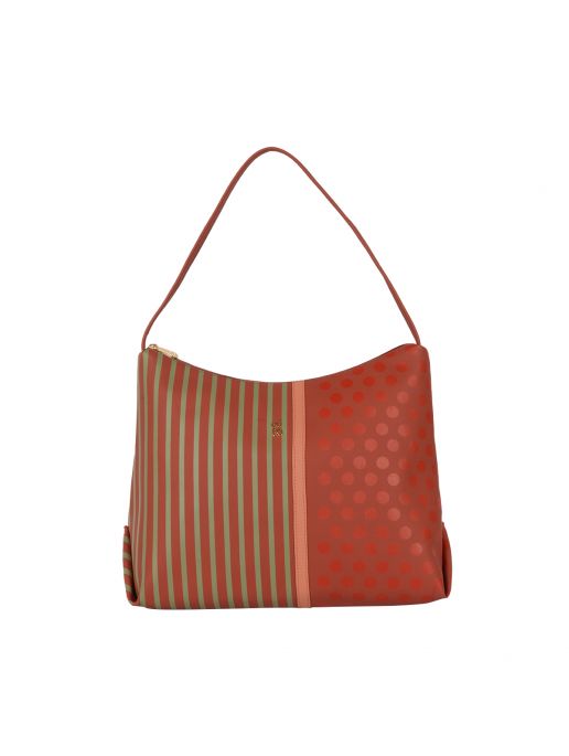 BAGGIT Stripes & Polka-Dot Print Shoulder Bag For Women (Green, FS)